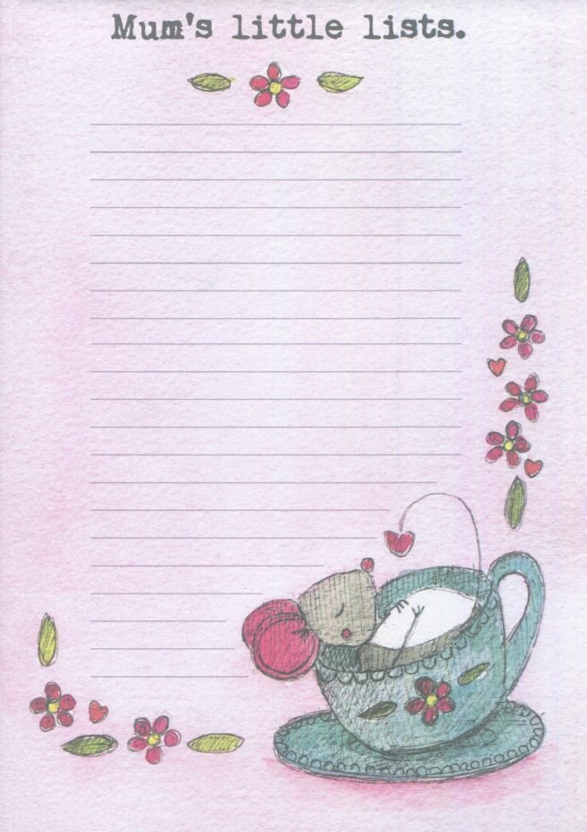 Mum's little lists ~ Printed Notepad
